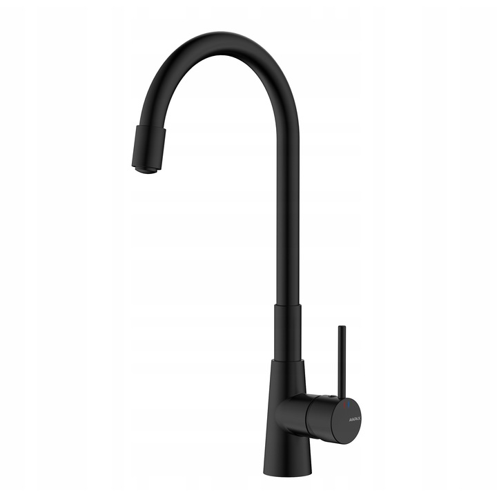 Baterie bucatarie Avapax ONCLO cu wylewka elastyczna, neagra, 386mm, set complet de instalare