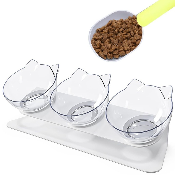 Set de boluri pentru pisici 3-in-1, 13cm, non-alunecare, 42x14x14cm