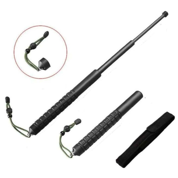Baston telescopic multifunctional, PVC, antiderapant, utilizare in aer liber, 90cm extins
