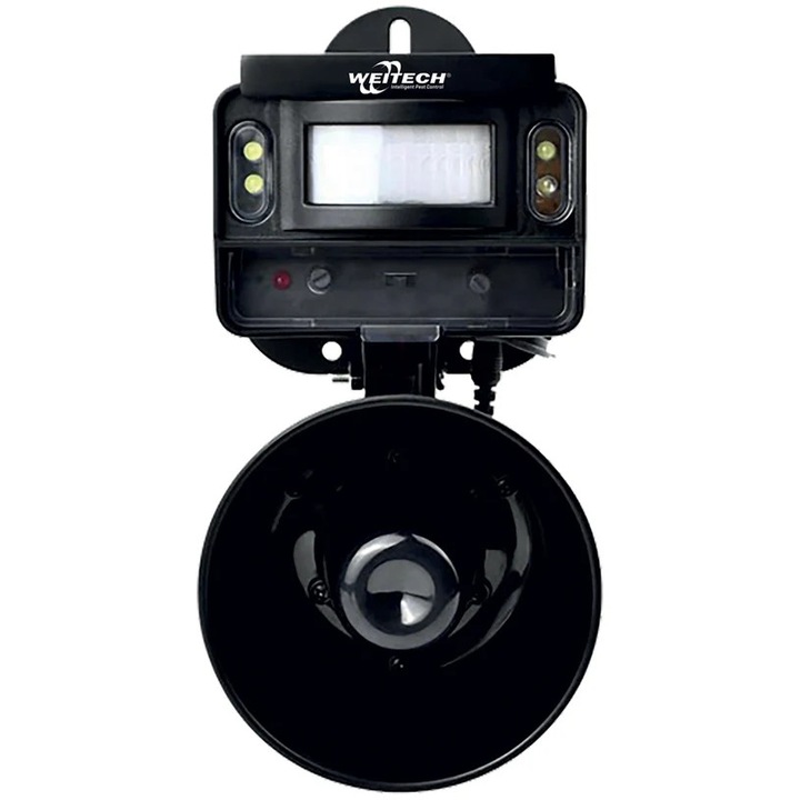 Dispozitiv/aparat anti-pasari Weitech, cu senzor de miscare si alarma sonora, Negru