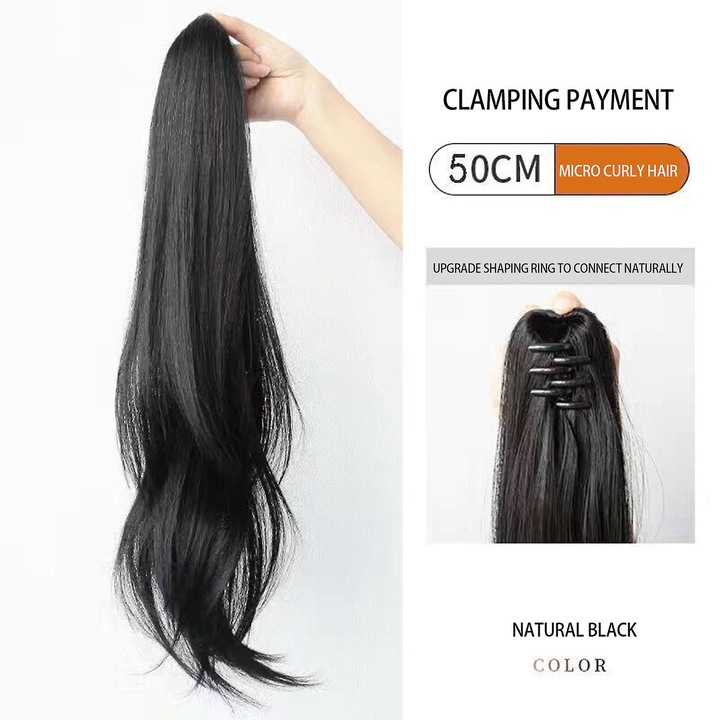 Par sintetic lung, coada de cal ondulata, accesorii personalizate pentru par, 50cm, multicolor