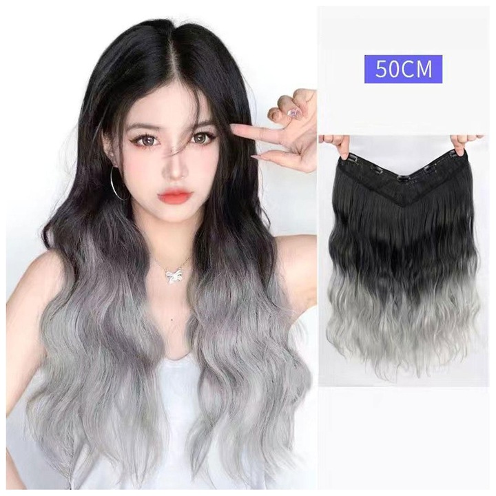 Peruca lunga drepta cu suvite, 50cm, efect natural, usoara, multicolor