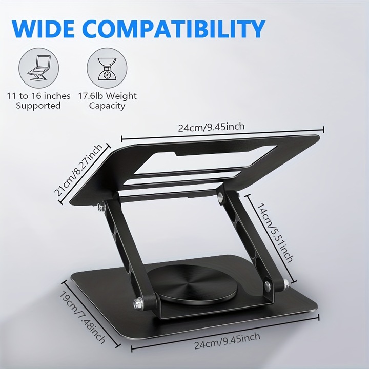 Suport laptop pliabil, ajustabil, racire, inaltime ajustabila, rotativ, multicolor