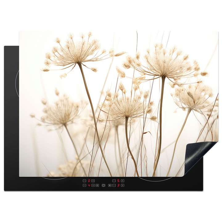 Protectie pentru plita inductie, Protectie aragaz, Acoperitor plita, Antizgarieturi, Decor bucatarie Crem 71x52 cm