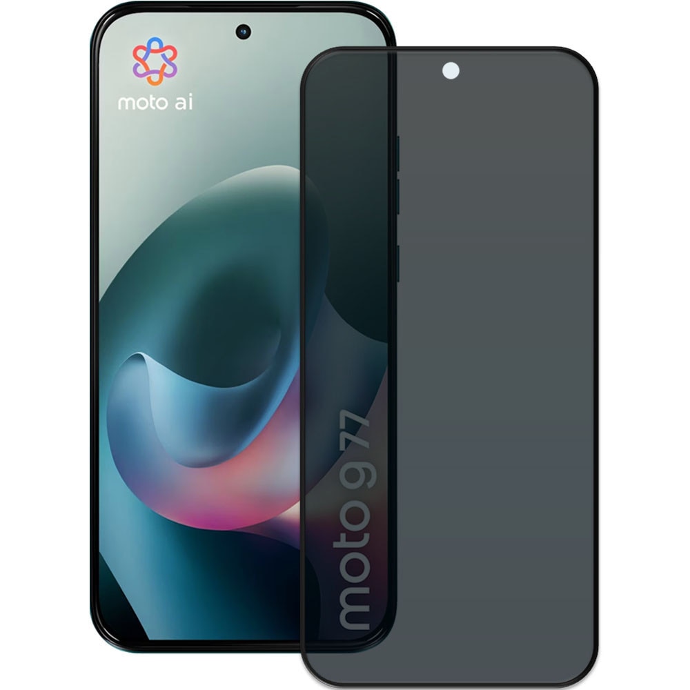 Folie din sticla securizata pentru Motorola Moto G77, HAMSTERBOX Privacy Shield, Protectie completa ecran, Full face, Aplicare rapida, Case Friendly, Negru