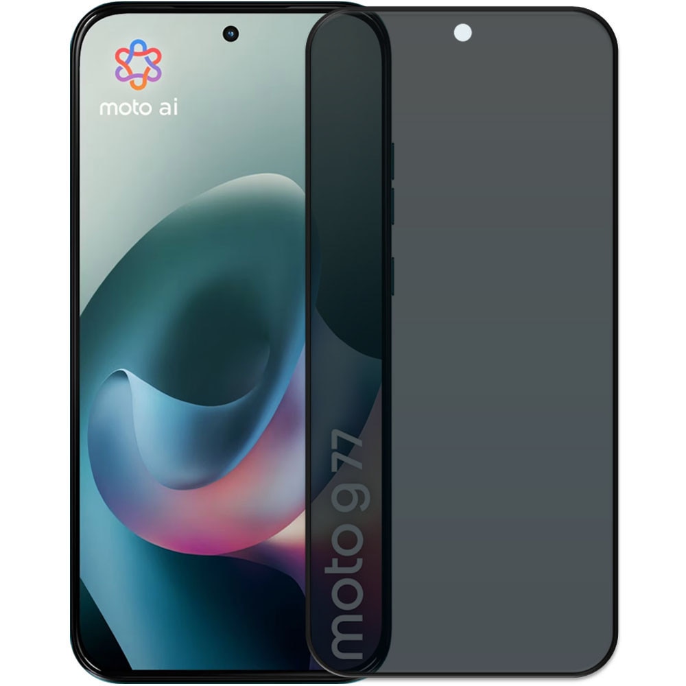 Folie din sticla securizata pentru Motorola Moto G77, HAMSTERBOX Privacy Shield, Protectie completa ecran, Full face, Aplicare rapida, Case Friendly, Negru