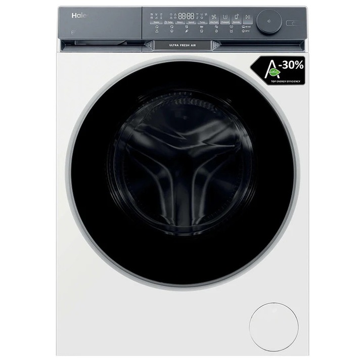 Masina de spalat rufe Haier HW100-B14387 U1-S, masina de spalat, incarcare frontala, 10 kg, 1400 ob/min, alb