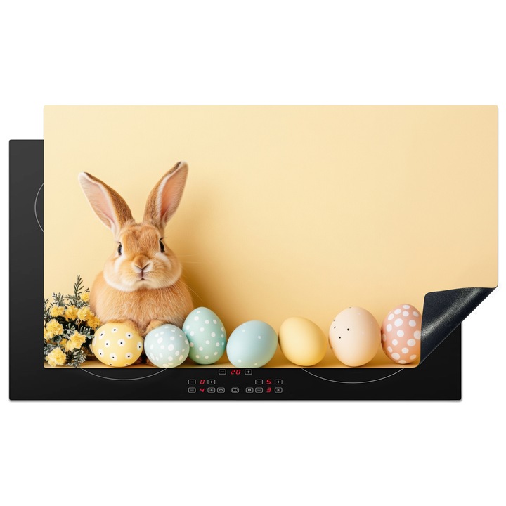 Защита за индукционен плот, Защита за готварска печка, Капак за плот, Против надраскване, Декор за кухня Светло жълт 91.2x52 см