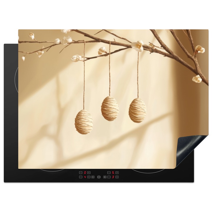 Защита за индукционен плот, Защита за готварска печка, Капак за плот, Против надраскване, Декор за кухня Бежов 71x52 см