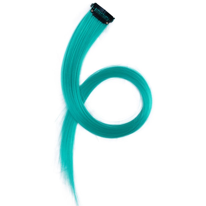 Peruca sintetica lunga, neagra cu suvite gri, 55cm, pentru toate tonurile de piele, set surpriza inclus