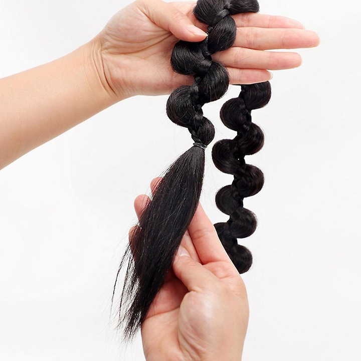 Peruca impletita pentru femei, 70cm, super usoara, multicolor, set 1 bucata