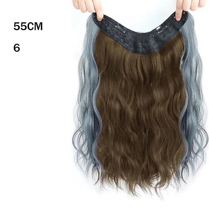 Peruca ondulata mare, 55cm, efect natural, usoara, multicolor, set 1 bucata