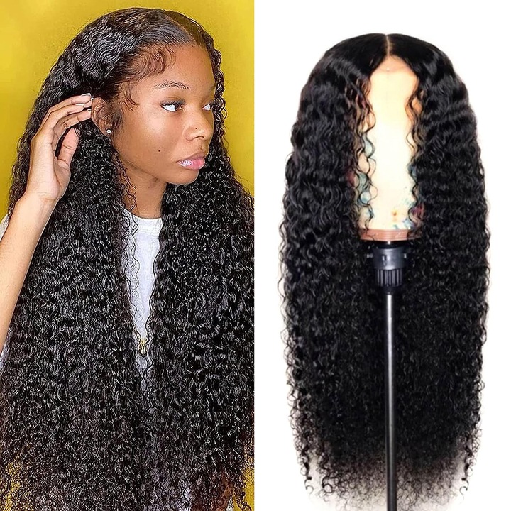 Peruca ondulata din matase rezistenta la caldura, 75cm, fara noduri, set de 1 bucata