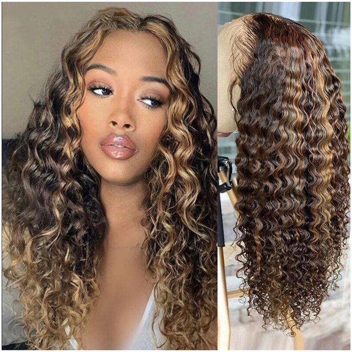 Peruca lunga ondulata, fibra sintetica rezistenta la caldura, culoare lucioasa, 24inch, set ajustabil cu plasa de trandafir