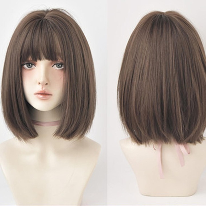 Peruca scurta drepta, culoare naturala, sintetica, pentru petreceri, 30x45cm