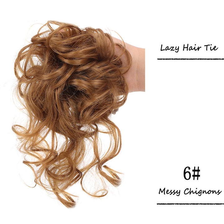 Piesa de par tip coc messy, 20x8cm, elastic, multicolor, set de extensii pentru coafura