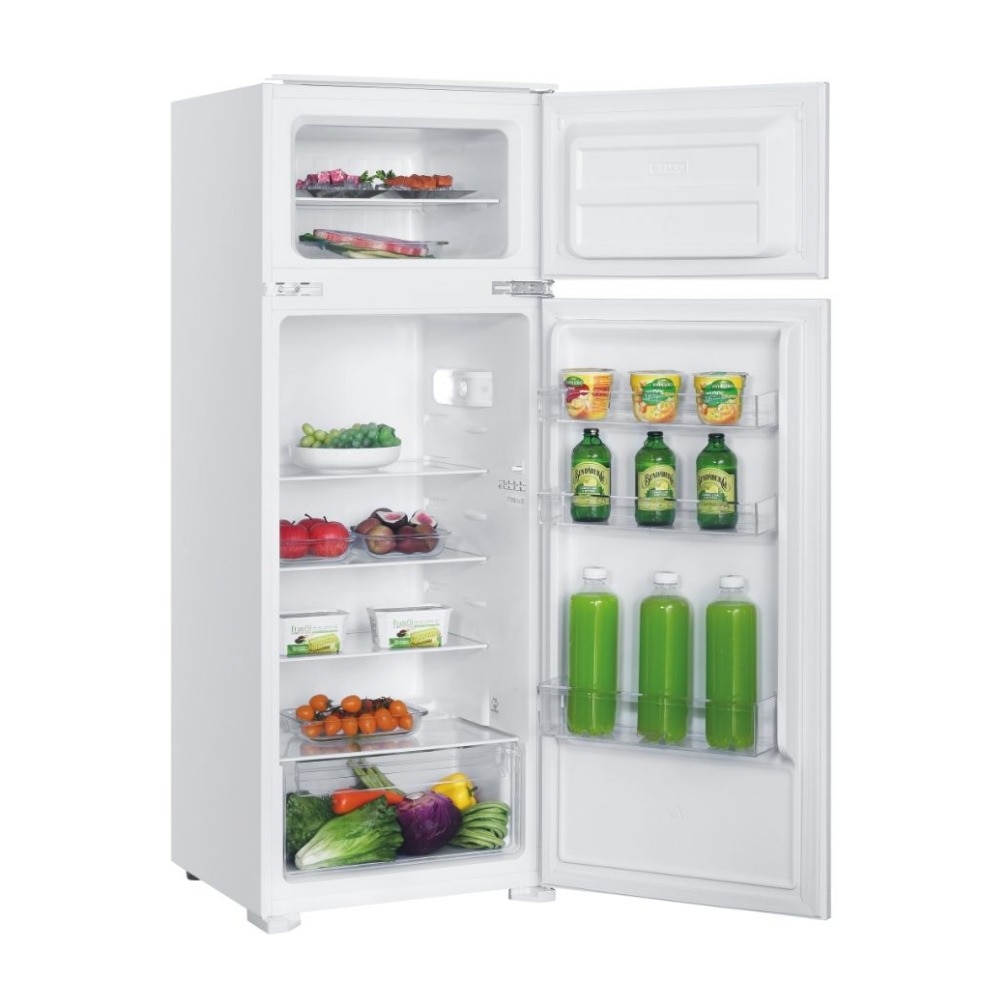 Frigider cu 2 usi incorporabil Candy CFBD 2450/2EH, Static, Congelare rapida, Autodezghetare, Iluminare LED, Control mecanic, Usi reversibile, H 145 cm, 205 l, Clasa E, Alb
