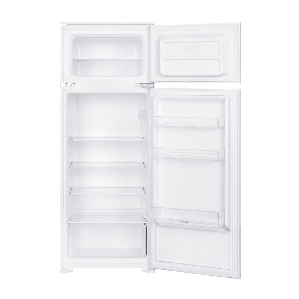 Frigider cu 2 usi incorporabil Candy CFBD 2450/2EH, Static, Congelare rapida, Autodezghetare, Iluminare LED, Control mecanic, Usi reversibile, H 145 cm, 205 l, Clasa E, Alb