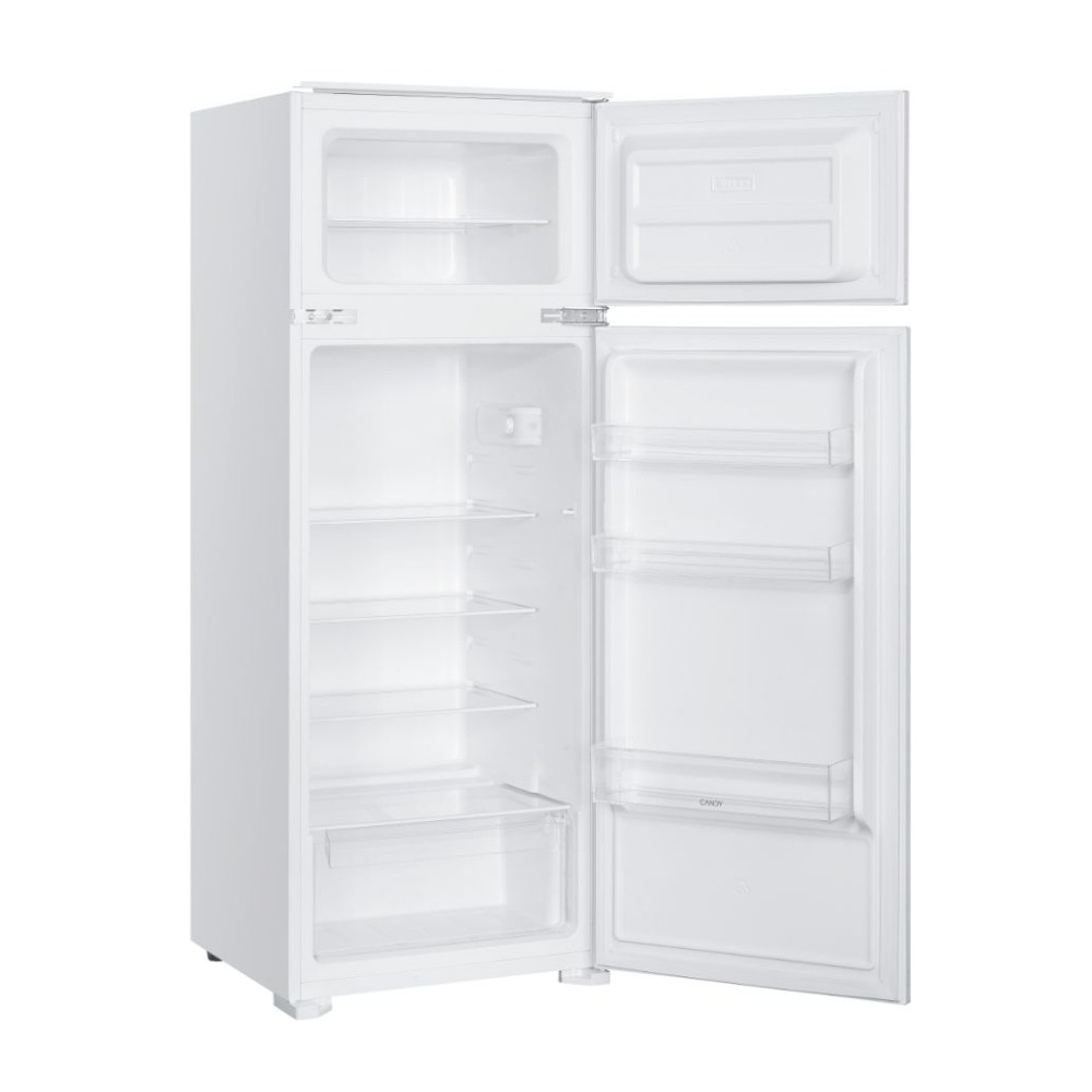 Frigider cu 2 usi incorporabil Candy CFBD 2450/2EH, Static, Congelare rapida, Autodezghetare, Iluminare LED, Control mecanic, Usi reversibile, H 145 cm, 205 l, Clasa E, Alb