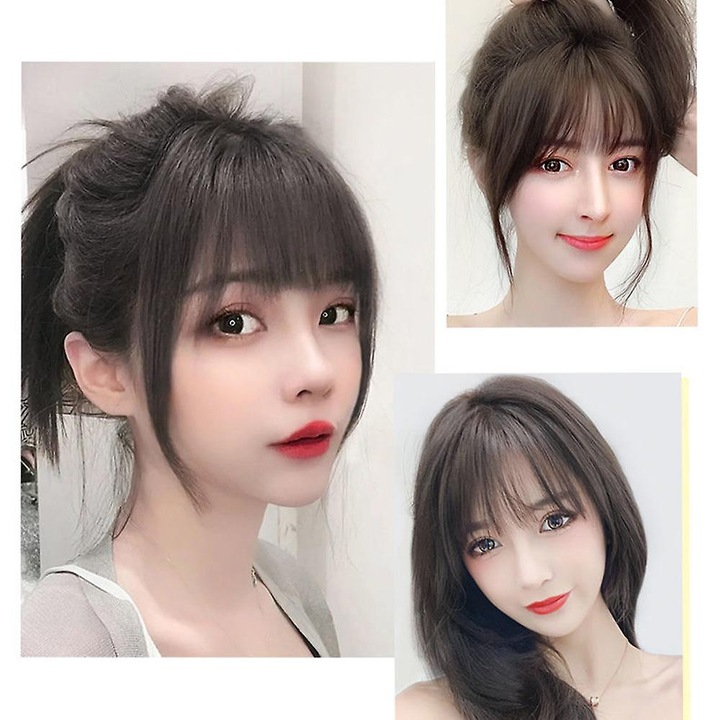 Peruca sintetica naturala, 25cm, set 3 carduri, multicolor