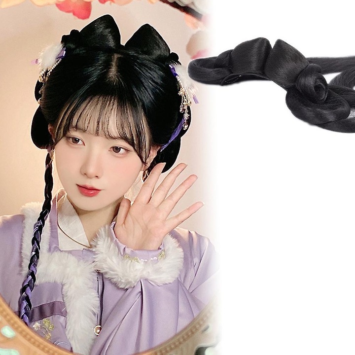 Peruca chinezesca retro, set elegant, 70cm, material sintetic premium, culoare naturala