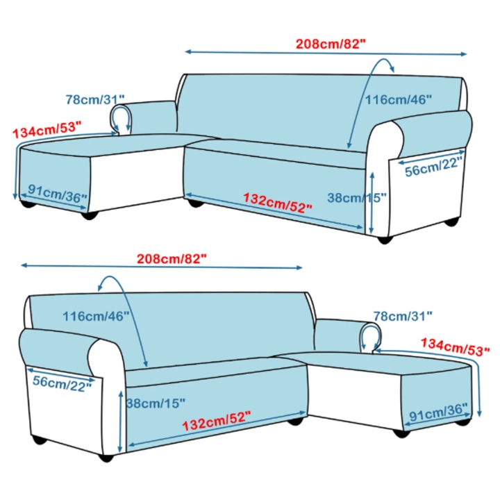 Husa canapea L, impermeabila, quilted, gri, dimensiune M