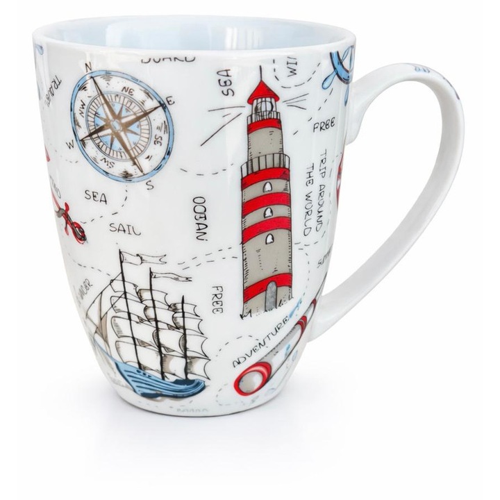 Cana ceramica, Model marin, Ancora, 8.4 X 10.4CM 350 ml