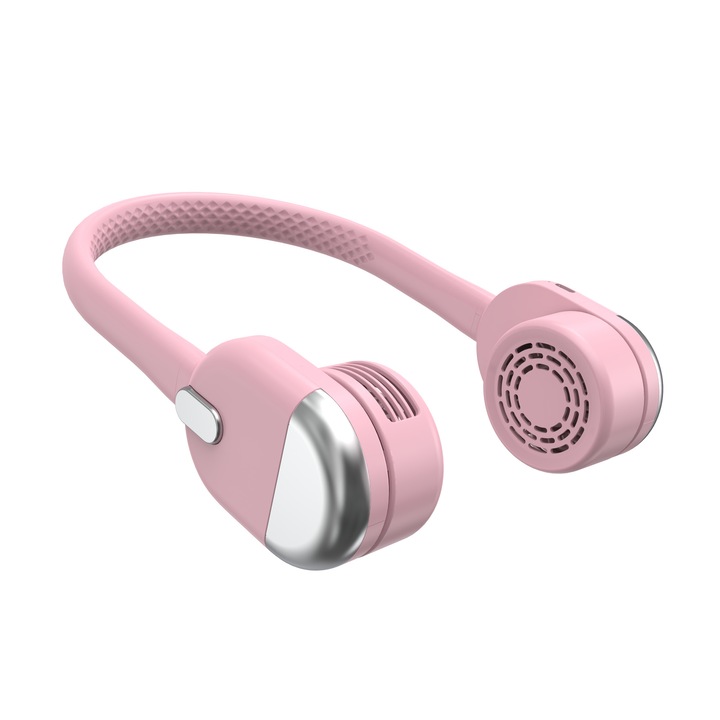 Ventilator de gat, pale invizibile, incarcare USB, 3 trepte de viteza, 1200 mAh, ORBER, portabil, silentios, rotire la 360 de grade, ABS + silicon, 90 × 60 × 45 cm, roz