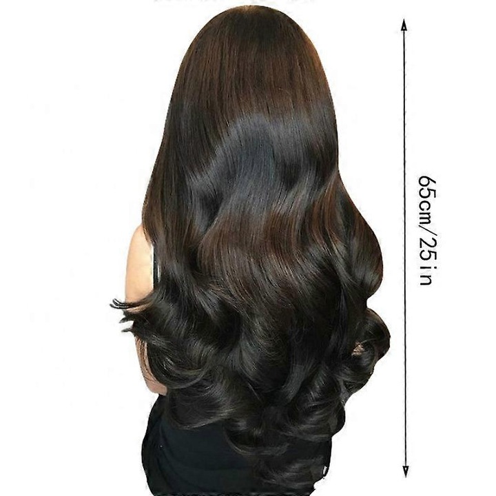 Peruca ondulata lunga cu bucle pentru femei, 25 inch, cu breton natural, 270g