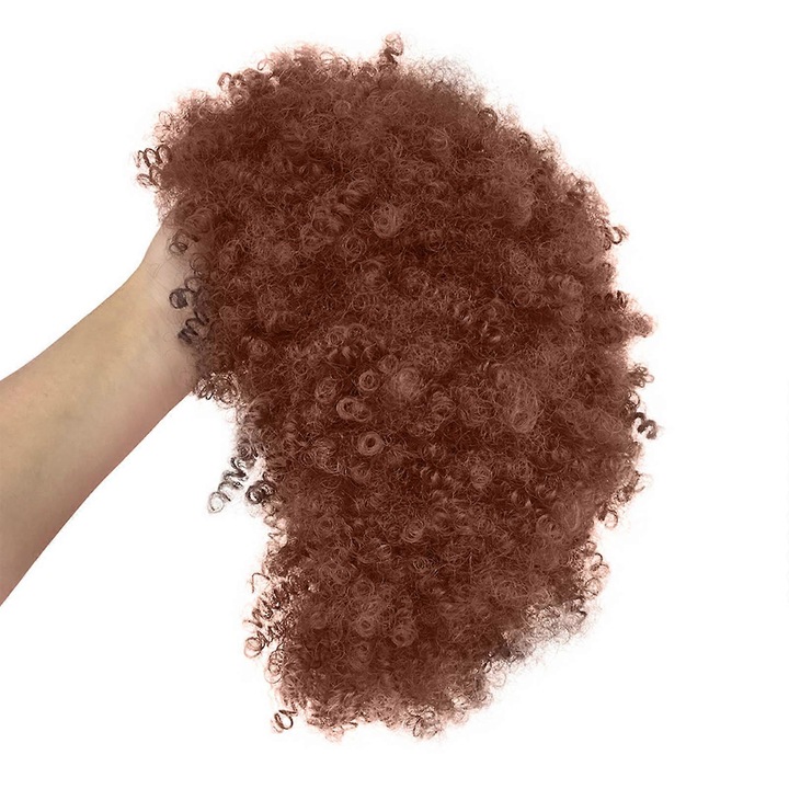 Peruca sintetica ondulata scurta pentru femei, 38cm, culoare maro, design natural