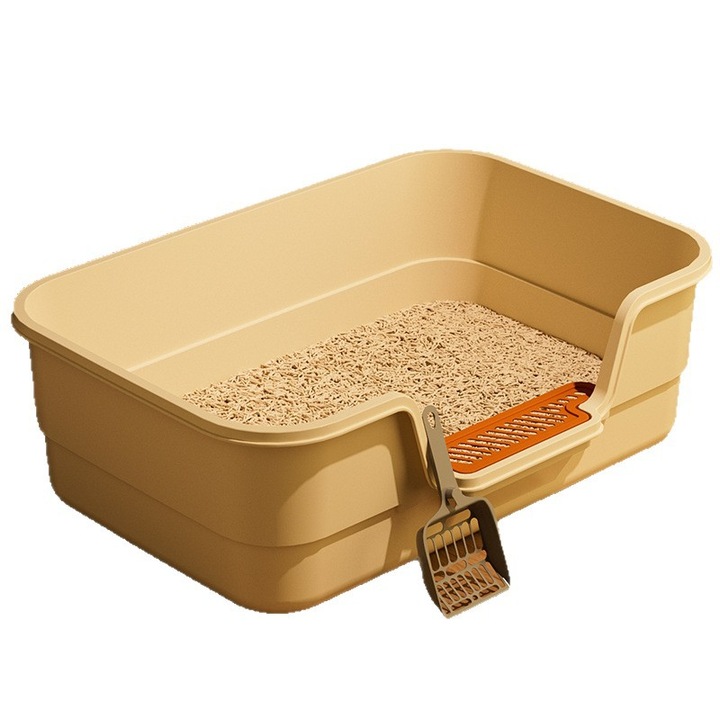 Nunbell litiera mare pentru pisici, cu lopatica inclusa, design semi-inchis deschis, anti-miros, ideala pentru casa, 42 × 28 × 12 cm