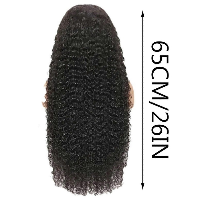 Peruca din par uman, 26 inch, 13x4 dantela frontala, fara lipici, pentru femei de culoare, 65cm, naturala, ajustabila