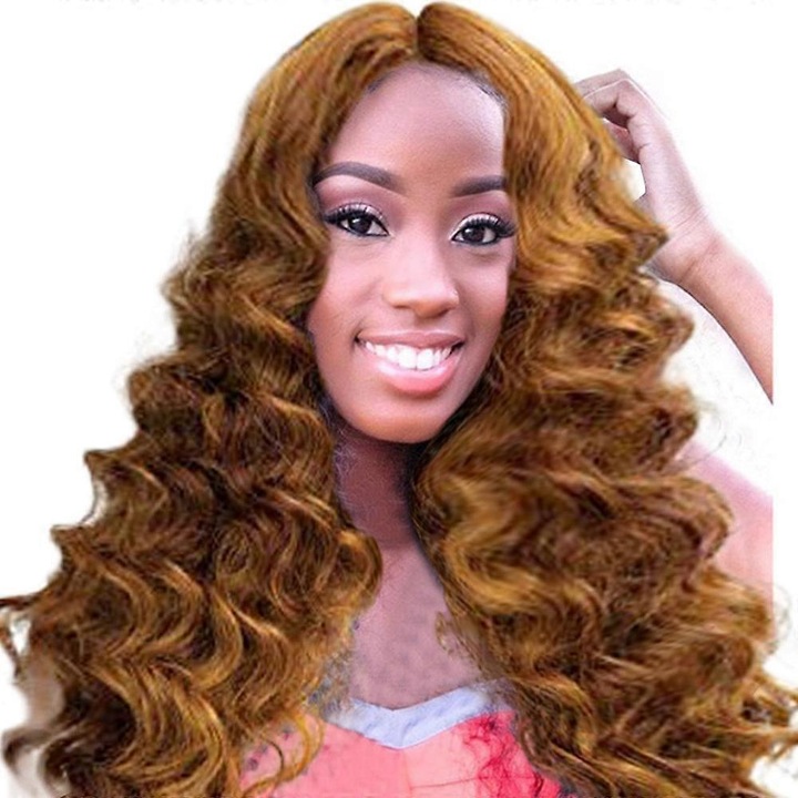 Peruca lunga ondulata aurie pentru femei, 65cm, set de petrecere