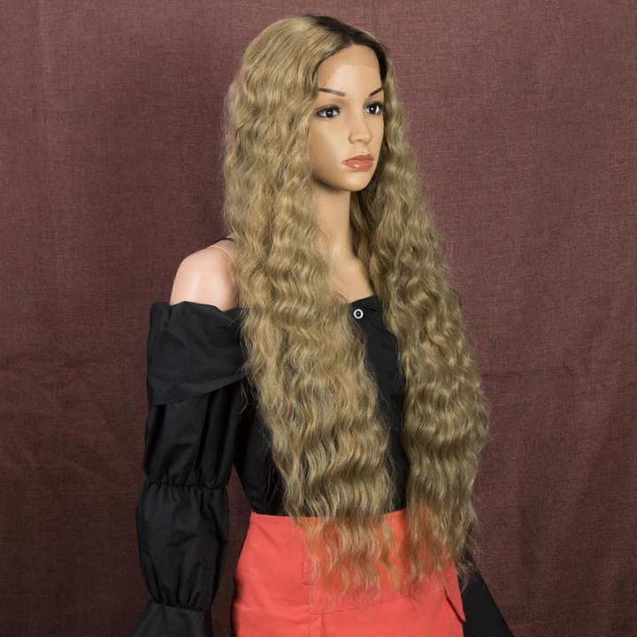 Peruca ondulata cu gradient maro deschis, set de peruci, 24 inci, 300g