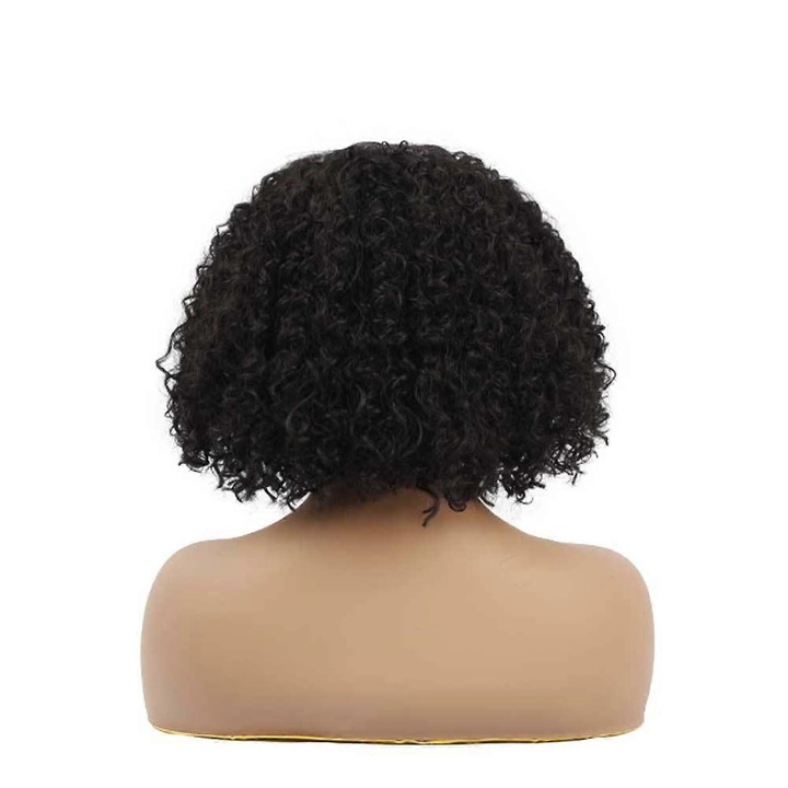 Peruca femei neagra, mica, ondulata, 12 inch, accesorii petrecere