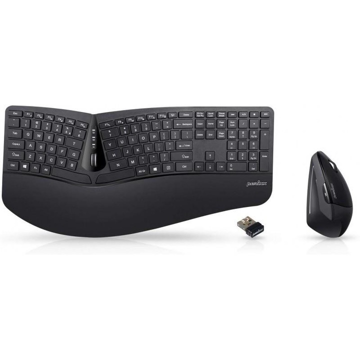 Set tastatura si mouse Perixx PERIDUO-605 ergonomic, negru