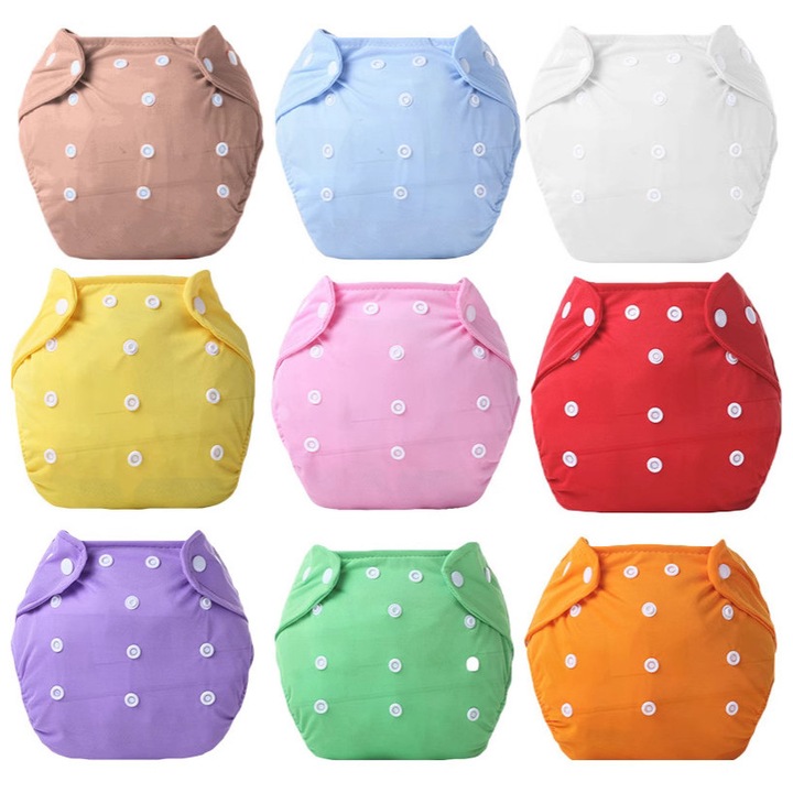 Set de 9 scutece pentru bebelusi, ajustabile, lavabile, multicolor, 3-15 kg