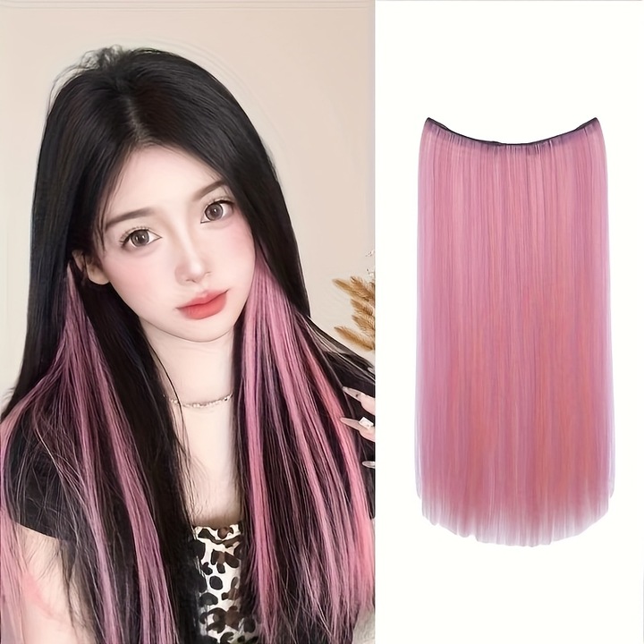 Extensii de par colorate pentru femei, sintetice, 12 culori, voluminoase, set