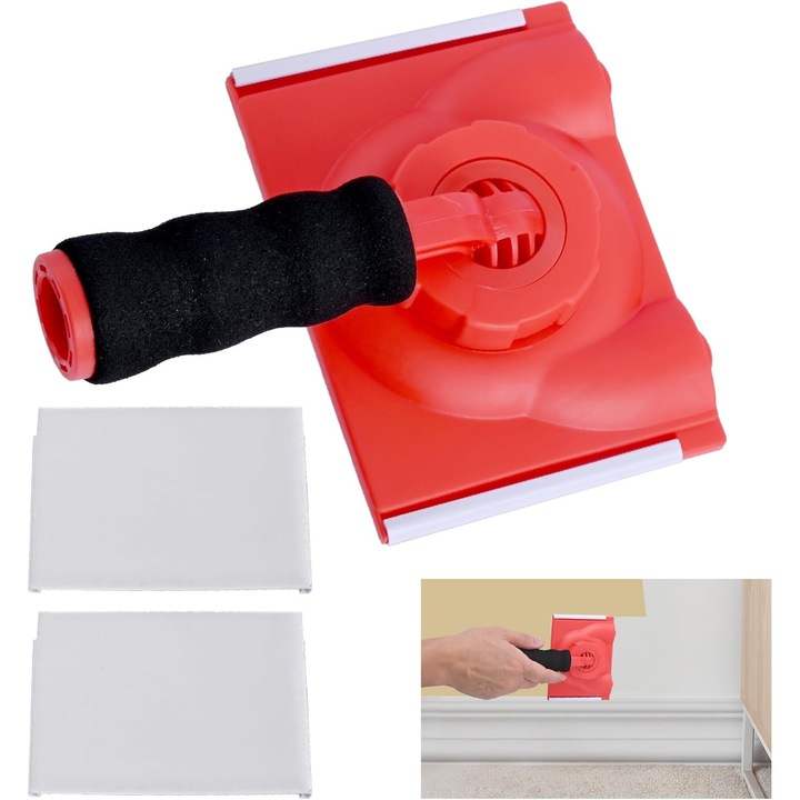 Instrument de vopsire cu margine, set cu 4 pad-uri de inlocuire, maner flexibil, utilizare usoara