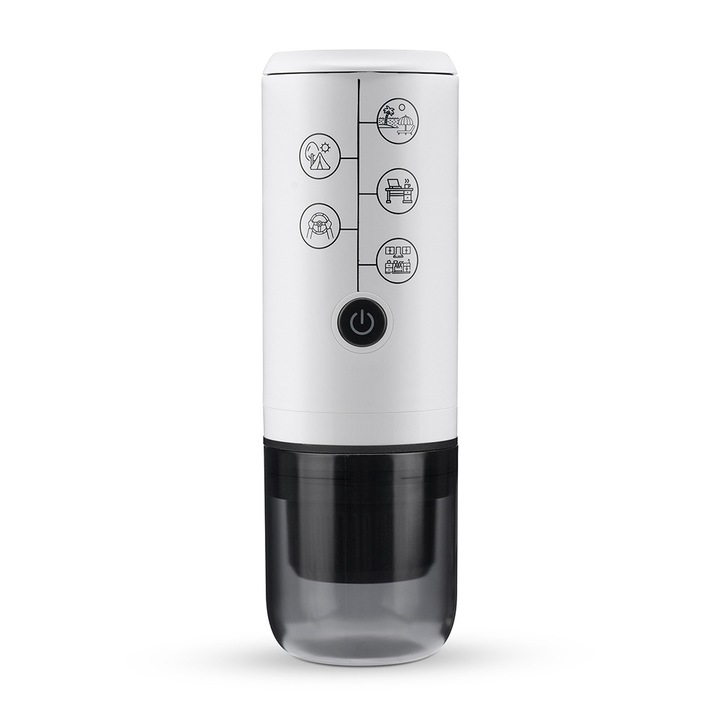 Espressor portabil 3 in 1, compatibil cu capsule Nespresso/DolceGusto, fara functie de incalzire, incarcare Type-C, alb