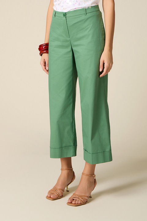 Oltre, Pantaloni crop din amestec de bumbac, Verde
