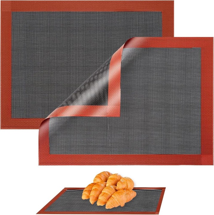 Szilikon sütőlap, 2 db-os készlet, 40x30cm, perforált kivitel, újrafelhasználható