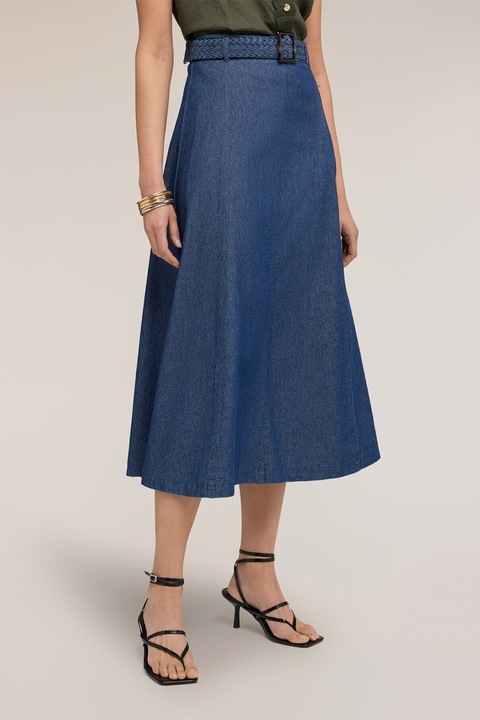 Motivi, Fusta evazata din denim, Bleumarin, 40