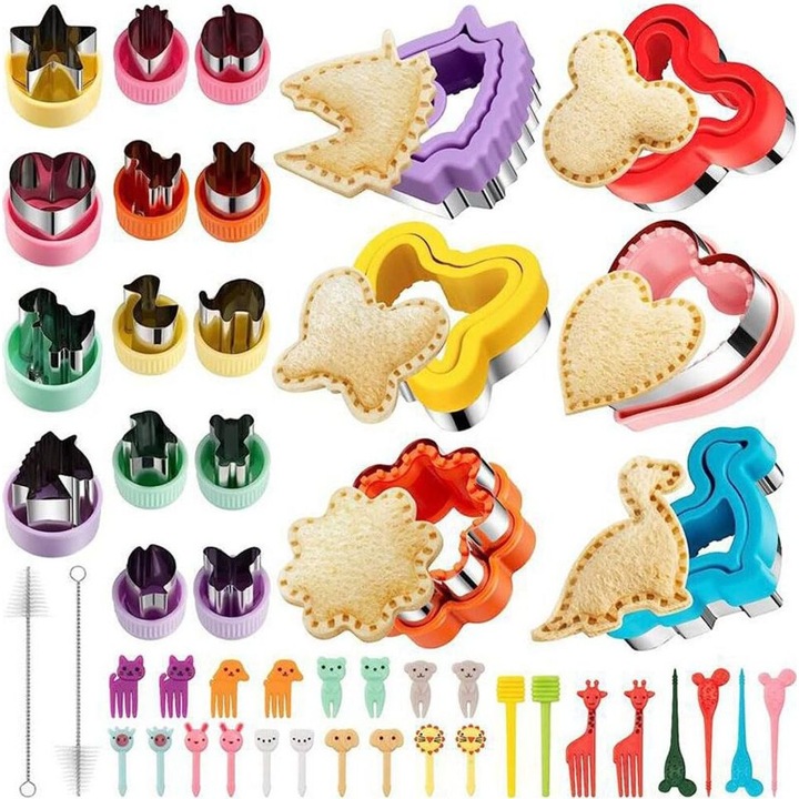 Set de forme pentru prajituri din otel inoxidabil, 48 piese, multicolor, 10cm x 10cm, 3.8cm x 4cm