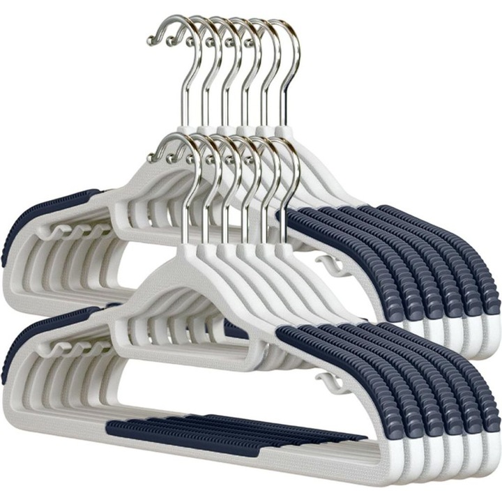 Set de 10 umerase din plastic subtiri, antiderapante, pentru haine, multicolor