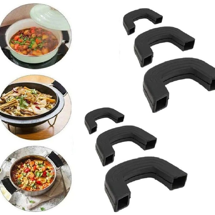 Capace vase pentru gatit, set de 6, manere din silicon, rezistente la caldura, multicolor, diverse dimensiuni