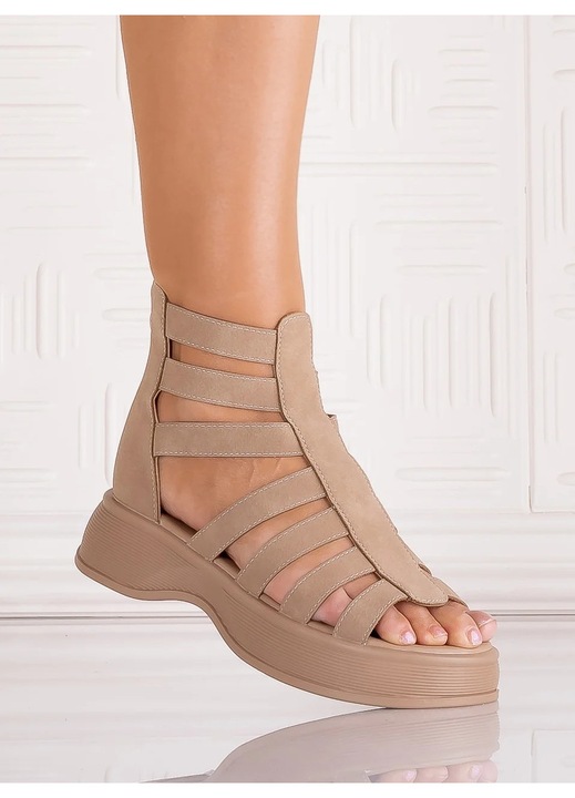 Sandale dama Kaki din Piele Ecologica Fianina, Kaki