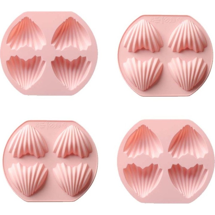 Set 4 forme prajituri inima pentru madeleine, material alimentar, non-aderente, dimensiune 10x15cm