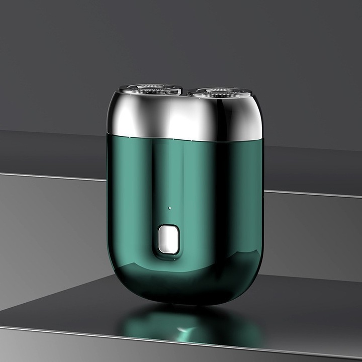 Aparat de ras electric pentru barbati, verde, design modern, cap de ras detasabil, complet spalabil