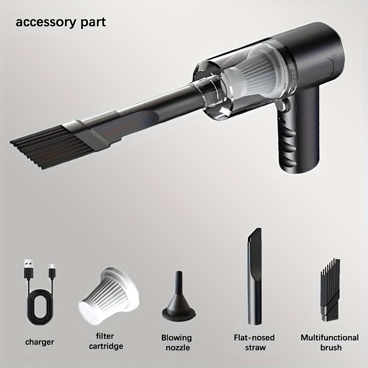 Aspirator auto portabil fara fir, putere mare, negru sau portocaliu